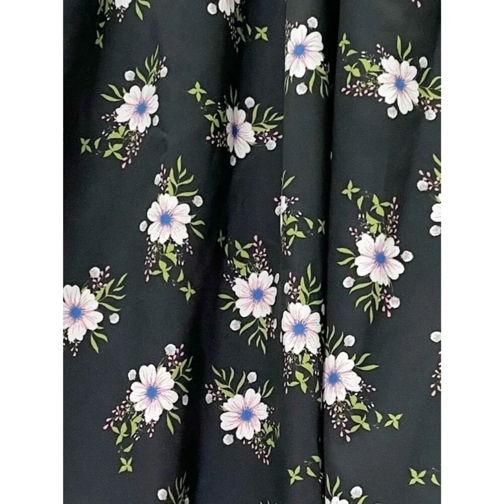 Free People In A Bubble Mini Dress Size XS Black Floral Bubble Hem Empire Waist